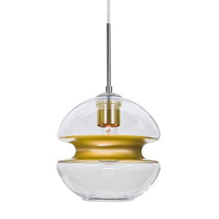 Besa Lighting Hula 8 Cord Pendant, Clear/Gold, Satin Nickel Finish, 1x60W Medium base 1JT-HULA8GD-SN